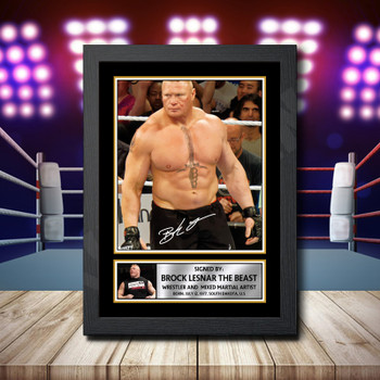 Brock Lesnar Signed Mounted Photo Display 