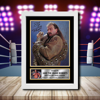 Jake The Snake Roberts 2 Signed Autographed Wwe Star Poster Print Framed Merch Gift