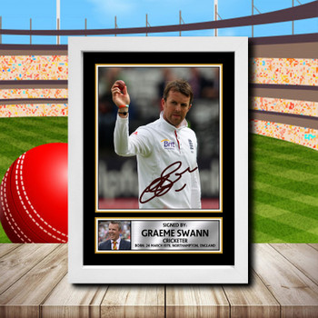 Graeme Swann 2 Signed Autographed Cricket Star Poster Print Framed Merch Gift Graeme Swann 2 Signed Autographed Cricket Star Poster Print Framed Merch Gift
