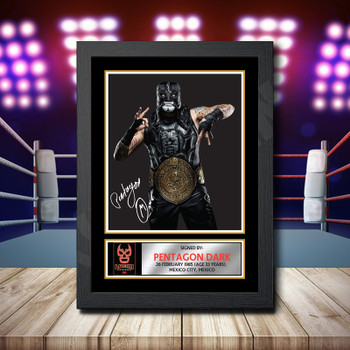 Pentagon Dark Lucha Print Signed Autographed Wwe Star Poster Print Framed Merch Gift Pentagon Dark Lucha Print Signed Autographed Wwe Star Poster Print Framed Merch Gift