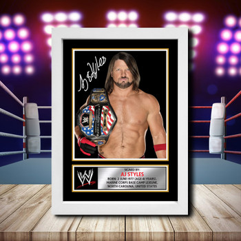 Wwe Wrestling Aj Styles Signed Autographed Wwe Star Poster Print Framed Merch Gift Wwe Wrestling Aj Styles Signed Autographed Wwe Star Poster Print Framed Merch Gift