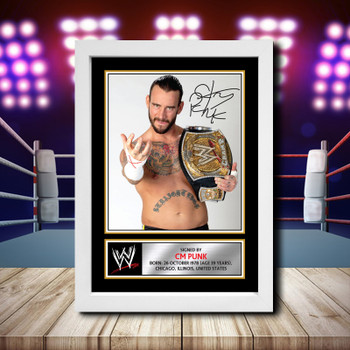 Wwe Wrestling Cm Punk Signed Autographed Wwe Star Poster Print Framed Merch Gift