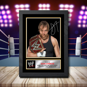Wwe Wrestling Dean Ambrose Signed Autographed Wwe Star Poster Print Framed Merch Gift Wwe Wrestling Dean Ambrose Signed Autographed Wwe Star Poster Print Framed Merch Gift