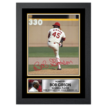 Bob Gibson 2 Baseball Player Autographed Poster Print Photo Signature Gift