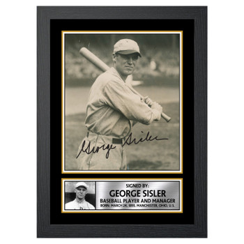 George Sisler Baseball Player Autographed Poster Print Photo Signature Gift George Sisler Baseball Player Autographed Poster Print Photo Signature Gift