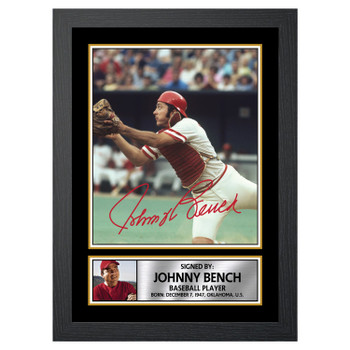Johnny Bench Baseball Player Autographed Poster Print Photo Signature Gift Johnny Bench Baseball Player Autographed Poster Print Photo Signature Gift