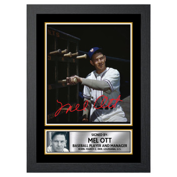 Mel Ott Baseball Player Autographed Poster Print Photo Signature Gift