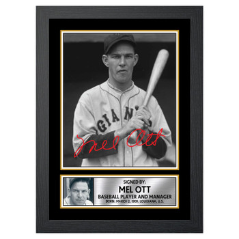 Mel Ott 2 Baseball Player Autographed Poster Print Photo Signature Gift