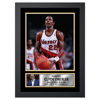 Clyde Drexler 2 Basketball Player Autographed Poster Print Photo Signature Gift