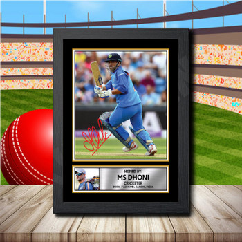 Ms Dhoni Signed Autographed Cricket Star Poster Print Framed Merch Gift