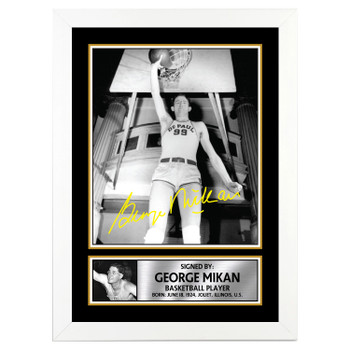 George Mikan Basketball Player Autographed Poster Print Photo Signature Gift George Mikan Basketball Player Autographed Poster Print Photo Signature Gift