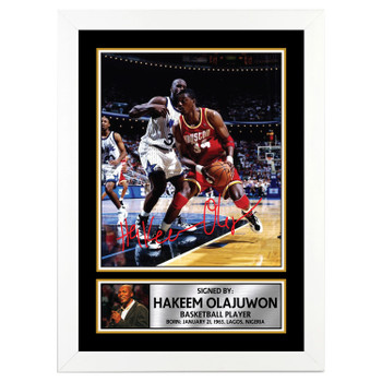 Hakeem Olajuwon Basketball Player Autographed Poster Print Photo Signature Gift