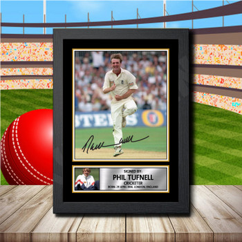Phil Tufnell Signed Autographed Cricket Star Poster Print Framed Merch Gift