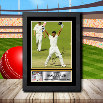Rahul Dravid 2 Signed Autographed Cricket Star Poster Print Framed Merch Gift