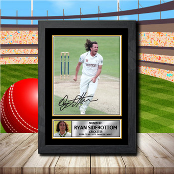 Ryan Sidebottom Signed Autographed Cricket Star Poster Print Framed Merch Gift Ryan Sidebottom Signed Autographed Cricket Star Poster Print Framed Merch Gift