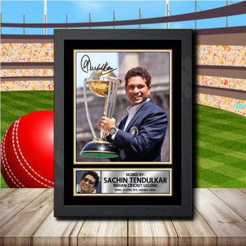 Sachin Tendulkar Signed Autographed Cricket Star Poster Print Framed Merch Gift