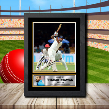 Shikhar Dhawan 2 Signed Autographed Cricket Star Poster Print Framed Merch Gift