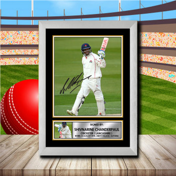 Shivnarine Chanderpaul Lancashire 2 Signed Autographed Cricket Star Poster Print Framed Merch Gift
