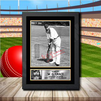 W G Grace Signed Autographed Cricket Star Poster Print Framed Merch Gift