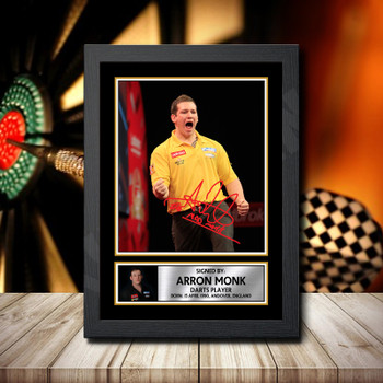 Arron Monk Signed Autographed Darts Star Poster Print Framed Merch Gift Arron Monk Signed Autographed Darts Star Poster Print Framed Merch Gift