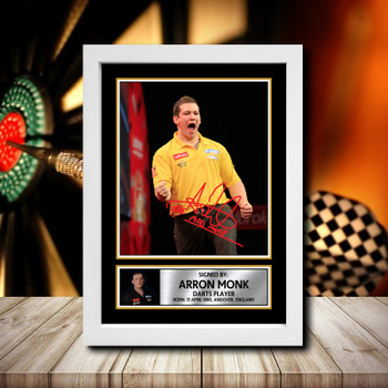 Arron Monk Signed Autographed Darts Star Poster Print Framed Merch Gift Arron Monk Signed Autographed Darts Star Poster Print Framed Merch Gift