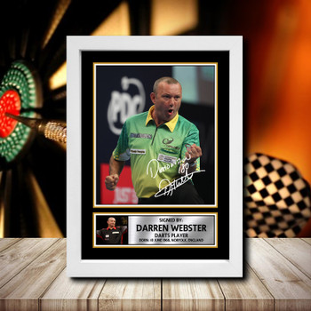 Darren Webster 2 Signed Autographed Darts Star Poster Print Framed Merch Gift