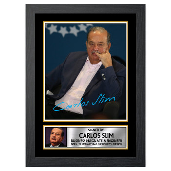 Carlos Slim 2 Famous Businessmen Autographed Poster Print Photo Signature Gift