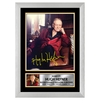 Hugh Hefner 2 Famous Businessmen Autographed Poster Print Photo Signature Gift