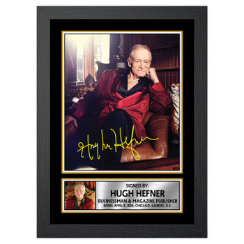 Hugh Hefner 2 Famous Businessmen Autographed Poster Print Photo Signature Gift