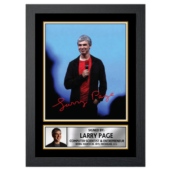 Larry Page 2 Famous Businessmen Autographed Poster Print Photo Signature Gift