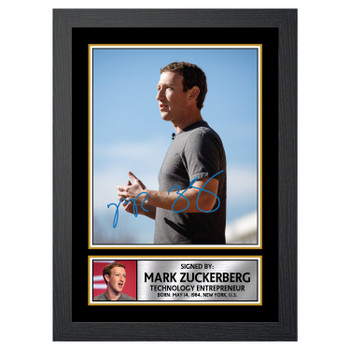 Mark Zuckerberg Famous Businessmen Autographed Poster Print Photo Signature Gift Mark Zuckerberg Famous Businessmen Autographed Poster Print Photo Signature Gift