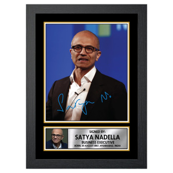 Satya Nadella 2 Famous Businessmen Autographed Poster Print Photo Signature Gift