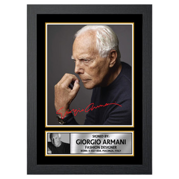 Giorgio Armani 2 Fashion Designer Autographed Poster Print Photo Signature Gift