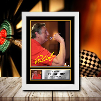 Eric Bristow 2 Signed Autographed Darts Star Poster Print Framed Merch Gift Eric Bristow 2 Signed Autographed Darts Star Poster Print Framed Merch Gift