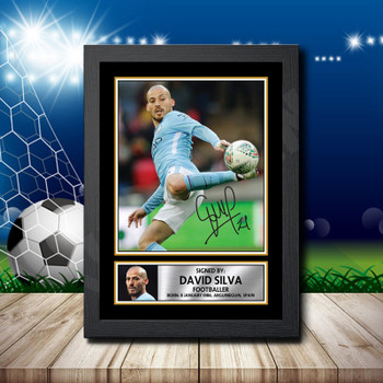David Silva Footballer Autographed Poster Print Photo Signature Gift David Silva Footballer Autographed Poster Print Photo Signature Gift
