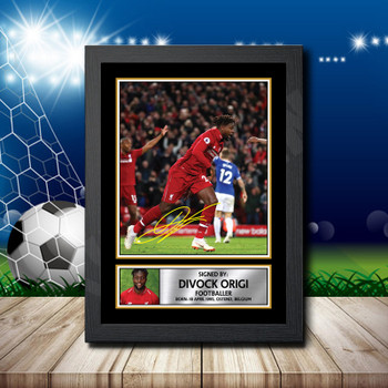 Divock Origi Footballer Autographed Poster Print Photo Signature Gift Divock Origi Footballer Autographed Poster Print Photo Signature Gift