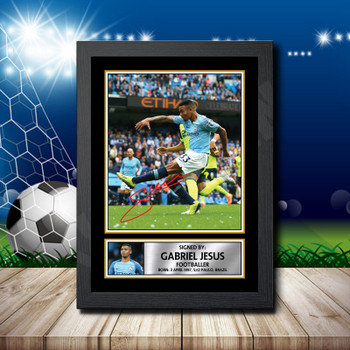 Gabriel Jesus Footballer Autographed Poster Print Photo Signature Gift Gabriel Jesus Footballer Autographed Poster Print Photo Signature Gift