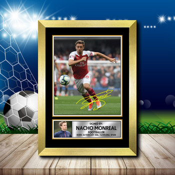 Nacho Monreal 2 Footballer Autographed Poster Print Photo Signature Gift