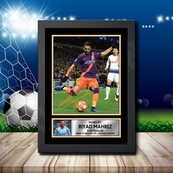 RIYAD MAHREZ Footballer Autographed Poster Print Photo Signature Gift