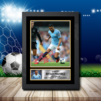 RIYAD MAHREZ 3 Footballer Autographed Poster Print Photo Signature Gift