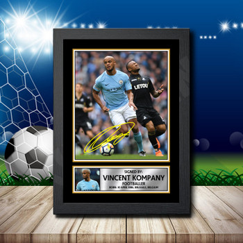 Vincent Kompany 2 Footballer Autographed Poster Print Photo Signature Gift