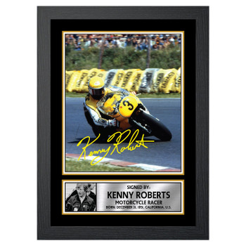 Kenny Roberts M511 Motor Racer Autographed Poster Print Photo Signature Gift