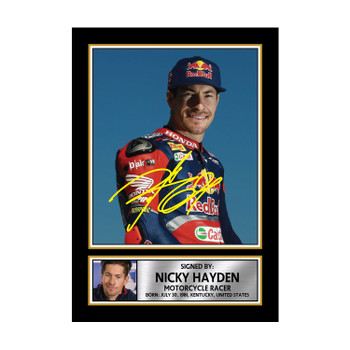 Nicky Hayden M522 Motor Racer Autographed Poster Print Photo Signature Gift