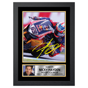 Nicky Hayden M523 Motor Racer Autographed Poster Print Photo Signature Gift