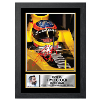 Timo Glock M529 Motor Racer Autographed Poster Print Photo Signature Gift
