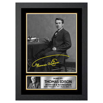 Thomas Edison M455 Scientist Autographed Poster Print Photo Signature Gift Thomas Edison M455 Scientist Autographed Poster Print Photo Signature Gift