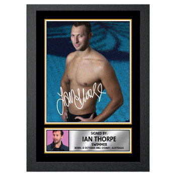 Ian Thorpe M461 Swimmer Autographed Poster Print Photo Signature Gift Ian Thorpe M461 Swimmer Autographed Poster Print Photo Signature Gift