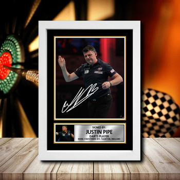 Justin Pipe Signed Autographed Darts Star Poster Print Framed Merch Gift Justin Pipe Signed Autographed Darts Star Poster Print Framed Merch Gift