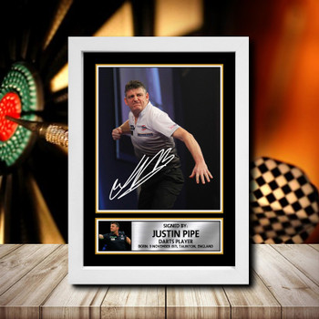 Justin Pipe 2 Signed Autographed Darts Star Poster Print Framed Merch Gift Justin Pipe 2 Signed Autographed Darts Star Poster Print Framed Merch Gift
