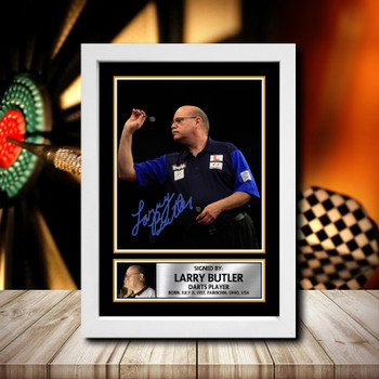 Larry Butler Signed Autographed Darts Star Poster Print Framed Merch Gift